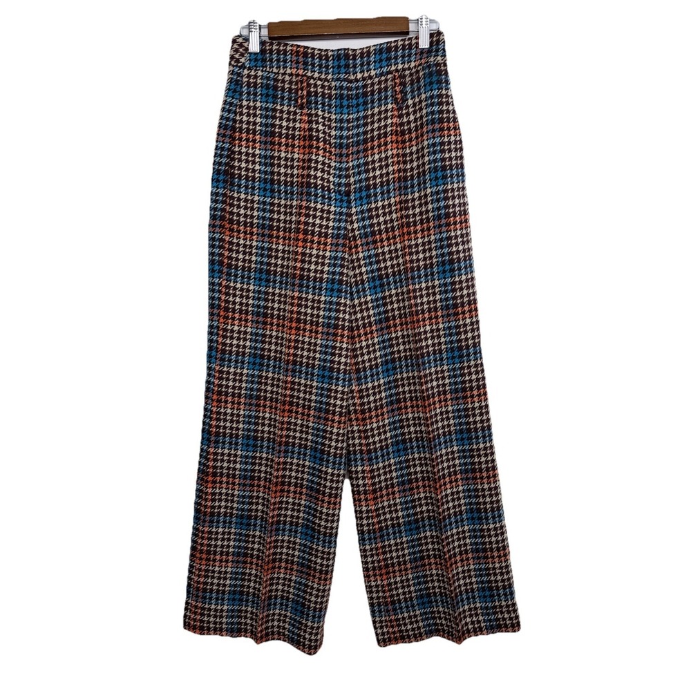 DOROTHEE‎ SCHUMACHER Wide Leg Wool Blend Houndstooth Pants High Rise Size 1